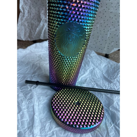 Bundle Fall 2023 Starbucks Oil Slick Rainbow Studded Cold Cup 24oz & 16oz - Picture 9 of 9
